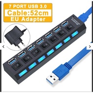 Yuanruru USB Hub 7 port usb 3.0 high speed extender