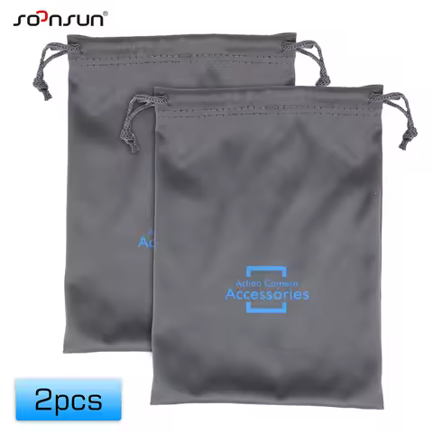 SOONSUN 2pcs Drawstring Bag For GoPro Insta360 Go Pro DJI Osmo Action Camera Bag Foldable Travel Pro