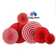 MERAH Red Paper Fan Set Red Paper Fan Set