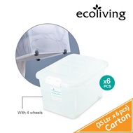 ECO LIVING CARTON DEAL 6Pcs/Pack Stackable Transparent Storage Box With Wheels & HandleKotakECO-1267