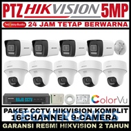 Techtronics | Hikvision 5mp colorvu CCTV Package 16 channel 9 camera ptz two way audio 2 way turbo h