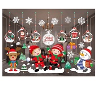 [特價]摩達客耶誕-彩色5號聖誕開心兒童雪人-無痕窗貼玻璃貼*2入-優惠組合