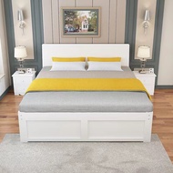 【SG Sellers】Storage Bed Frame with Storage Drawers Solid Wood   Double Master Bedroom Bed  Single Wooden Bed