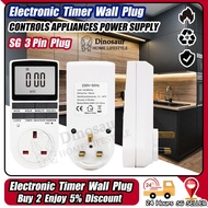 🇸🇬 ReadyStock - SG 3Pin Digital Timer Plug LCD 24 Hour Auto On Off Wall Socket Built-in Timer Power 