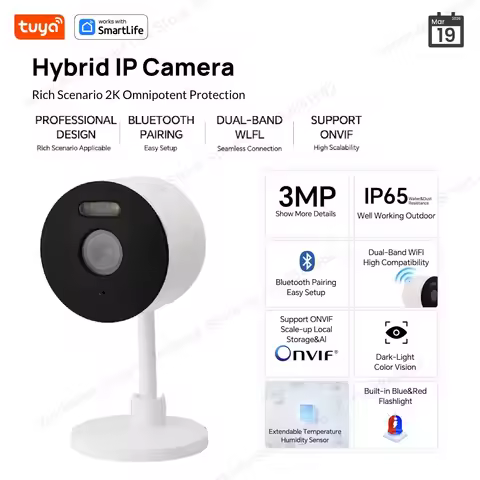 5G&2.4G 3MP Tuya Smart Indoor/Outdoor Security Camera for Home,Baby/Elder/Pet Camera W/Phone App,Col