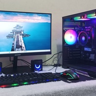 PC GAMING & DESAIN FULLSET MURAH RYZEN 5 BARU BUKAN BEKAS LENGKAP MONITOR 22" FRAMELESS SIAP PAKAI