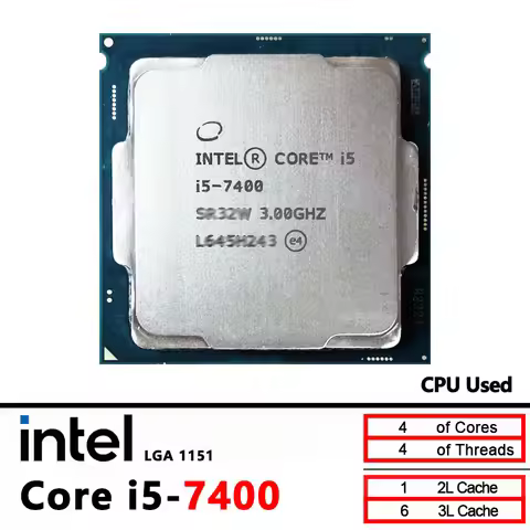 i5 7400 Intel Core i5-7400 3.0 GHz Used Quad-Core Quad-Thread CPU 6M 65W LGA 1151