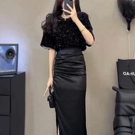 Summer Sequin Set Long Half length Skirt