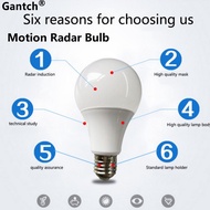 Motion Sensor Light Bulb Smart Bulb E27 Radar LED Outdoor Motion Sensor Bulb Auto On/Off for Outdoor