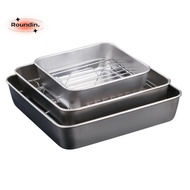 ROUNDIN BBQ Tray, Rectangle 304 Stainless Steel Baking Pan,  Bakeware Tools Non-stick Cooling Rack O