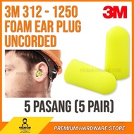 3M 312-1250 Foam Ear Plug Uncorded Earplugs 33dB Noise Reduction Rating 5 pair