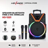 ADVANCE Speaker Bluetooth Portable Karaoke KS-1221 Speaker Advance Free Mic Wireless