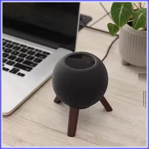 L19-Real Wood Stand For Homepod Mini Wooden Holder Tripod With Metal Frame Home Pod Mini Speaker Wel