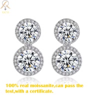 2.5Ct * 2 Real Moissanite Earrings 925 Sterling Silver Pass Diamond Tester GRA Certified D Color Rou