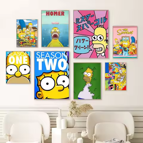 Classic Adult Animation S-Simpsons Whitepaper Poster Waterproof Paper Sticker Coffee House Bar Poste