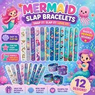 Snap Band l Cute Mermaid Slap Bracelet Cartoon Snap Wristband Ocean Theme Party Bag Filler Kids Gift
