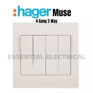 Ready Stock HAGER MUSE 4 Gang 1 or 2 Way Switch