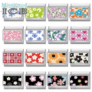 Flower Photo Style Colorful Italian Charm Bracelet Fit 9mm Stainless Steel Bracelet DIY Jewelry Maki