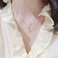 Necklace 925 Stacked agete Gold-Plated Pendant Shell Sterling Silver Sweet White Crystal New Style J