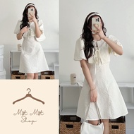 Women's Fashion Foam Dress with Faux Puff Sleeves and Bow Tie Set Super Cute Hot 2023 Suitable for G