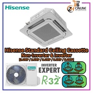 Hisense 2.0HP/ 2.5HP/3.0HP/3.5HP/5.0HP Ceiling Cassette Inverter & Non-Inverter Aircond R32 Aircondi