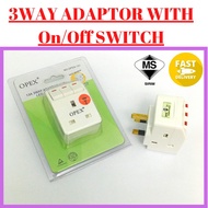 SIRIM 3WAY ADAPTOR WITH SWITCH / MULTI-WAY ADAPTOR WITH SUIS NEON NDICATOR / 3WAY MULTI-WAY ADAPTOR 