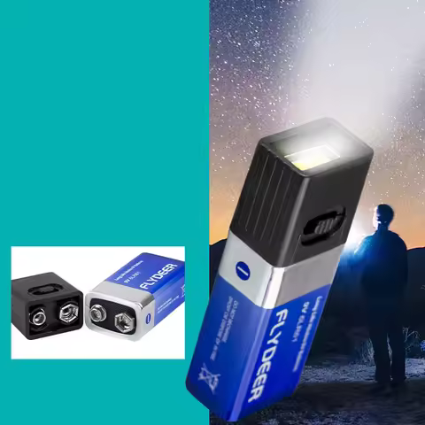 ✰✪1PC 9V Battery Flashlight 9V Mini LED Key Light 6F22 Battery COB Outdoor Lighting Work Light Batte
