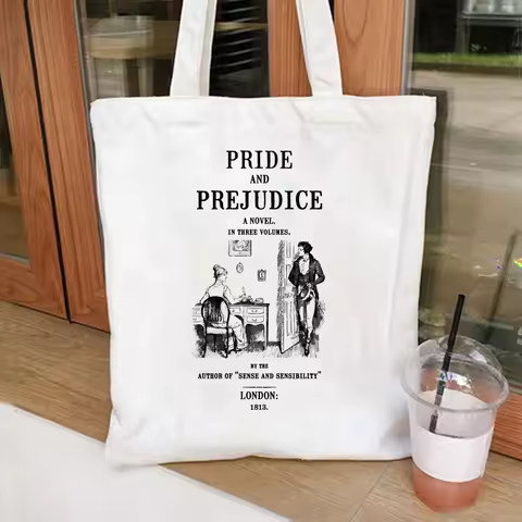 Jane Austen Tote Bags Vintage Pride and Prejudice Shopping Bag Pemberley Mr Darcy Bookish Trravel Ba