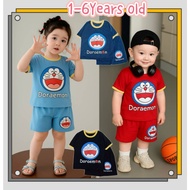Size 8-18Kg Baby and Kids clothes Fashion DORAEMON short PANT T +SHIRT BAJU BOY BAJU GIRL