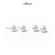 Matara Studio: Classic - Akoya Earrings ต่างหูทอง ทองคำขาว 18K มุกอโกย่า 8-8.5 มิล มุกแท้ สีธรรมชาติ