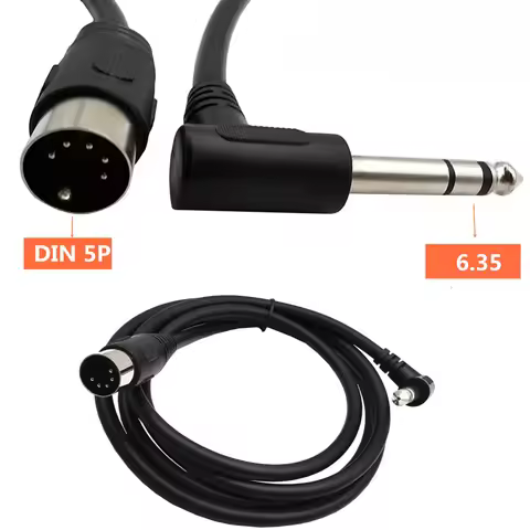 1.5m/20cm 90 Degree Right Angle MIDI Din 5-pin Male To Monoprice 6.35mm (1/4 Inch) Male TRSE Audio M