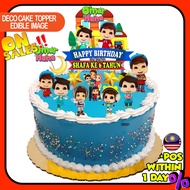 [CUSTOM NAME] Happy Birthday Cake Topper Omar Hana Decoration Kek Printable Set Siap Nama Party Majl
