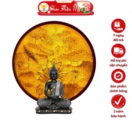 Lotus Halo Lamp Printed Bamboo Painting TRUTH THIEN BEAUTY, Hanging Painting for Worship Room, Buddh