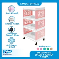 B a RU Kimplast Multipurpose Shelf with 4 Jumbo Stacks + Wheels Portable Shelf/ Multifunctional Shel