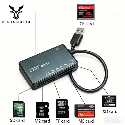 1 PC 6-in-1 High-Speed USB 2.0 Card Reader with Type-C, Fast CF & SD Card Transfer for Computers