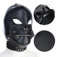 [Ready Stock] Rosie Adult BDSM Fetish Bondage PU Leather Adjustable Hood Mask With Metal Zipper Blin