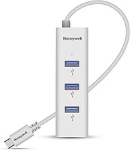 Honeywell Momentum Type C to 4Xusb 3.0 Hub, Super-Fast Transmission Speed 5Gbps, Max Current 900Ma Per Port, Compatible with All Type C- MacBook, Laptop, Pc, Printer, Mobiles, Keyboard White