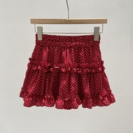 Red Polka Dot Short Skirt High Waisted A-line Polka-dots Mini Dress for Women in Summer New Chiffon 