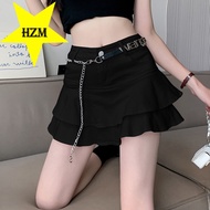 HZM Ruffled Denim Skirt Female 2024 Summer Skort Small Sweet Hot Girl Figure Flattering Short Skirt