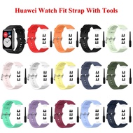 [HOT JUXXKWIHGWH 514] Silicone Band For Huawei Watch FIT Strap Smartwatch Accessories Replacement Wrist bracelet correa Metal Connector with tools