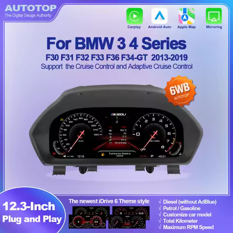 AUTOTOP 12.3 6WB Digital Instrument Cluster for BMW 3 4 series F30 F31 F34 GT F32 F33 F36 2011-2021,
