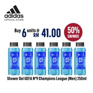 Bundle Of 6 Adidas Shower Gel Uefa N°9 Champions League Men 250ML