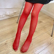 [พร้อมส่งทันที] 9สี ถุงน่องตาข่ายเพชร Freesize80-160cm. ประดับเพชร วิ้งๆ ถุงน่องGliter ถุงน่องเด็ก ถ