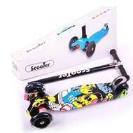 Kids Scooter - 3 Wheel Kick Scooter w Adjustable Height w Flashing LED Wheels for Children Ages 3 to 10