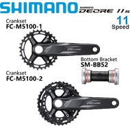 Shimano M5100ข้อเหวี่ยง Deore 1X11 2X11ความเร็ว170มม. 175มม. 30T 32T 36-26T จักรยานเสือภูเขาอะลูมินัมอัลลอยชุดข้อเหวี่ยงจักรยานเทคโนโลยีกลวง MTB แขนข้อเหวี่ยงพร้อม BB52อุปกรณ์เสริมจักรยานดั้งเดิม