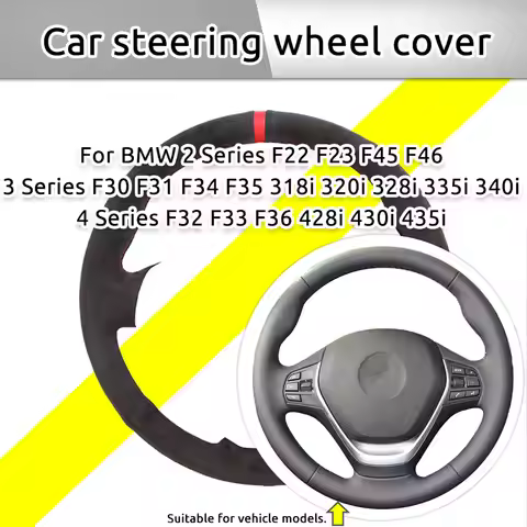Dark Grey Car Steering Wheel Cover For BMW F22 F23 F45 F46 F30 F31 F34 F35 318i 320i 328i 335i 340i 