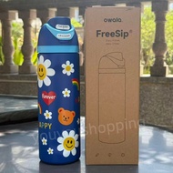 OWALA Freesip 24OZ/32OZ แก้วกันความร้อนแบบดื่มด้วยส้อมทำจากเหล็กไนลอนพร้อมฝากระแทกสำหรับผู้ชายและผู้
