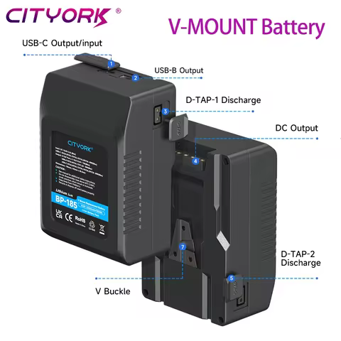 V Mount Battery V-Lock BP-222 BP-185 BP-95 BP Battery with PD20W Cable for Sony Camcorder Broadcast 