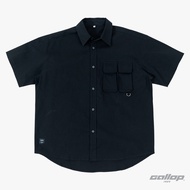 GALLOP : CAMPING OVERSHIRT MEN เสื้อเชิ้ตแขนสั้น ทรงโอเวอร์ไซส์ รุ่น GW9044 สี BLACK - ดำ / ราคาปกติ