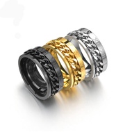Men's 8MM Stainless Steel Spinner Chain Worry Ring Roman Number Meditation Band Silver Gold Black Ma